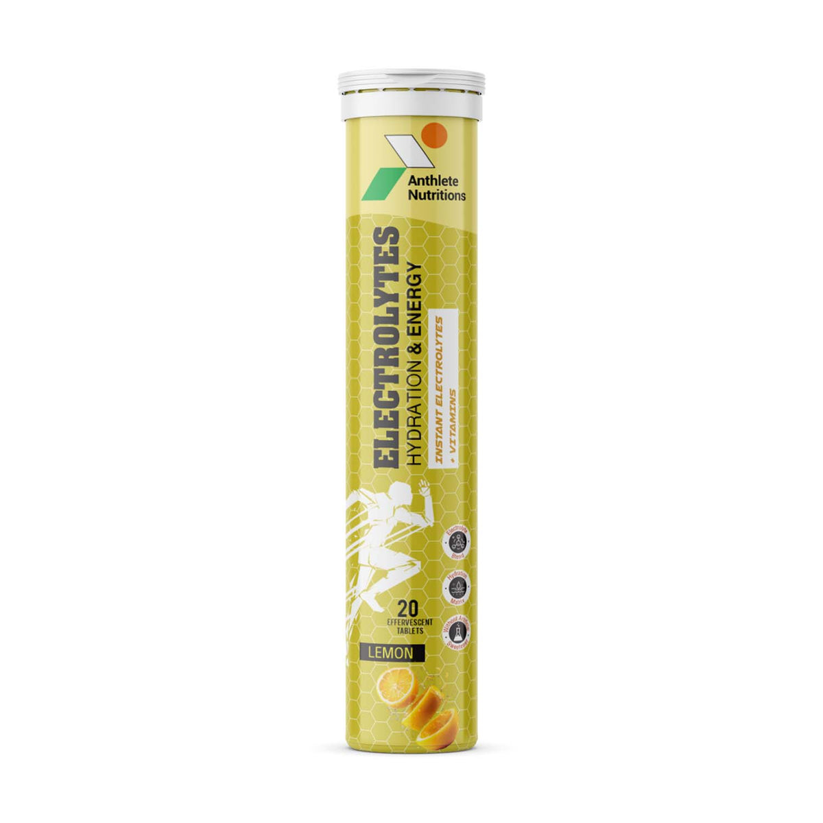 Anthlete Electrolytes Effervescent Tablets | Lemon Flavour | 20 Tablets