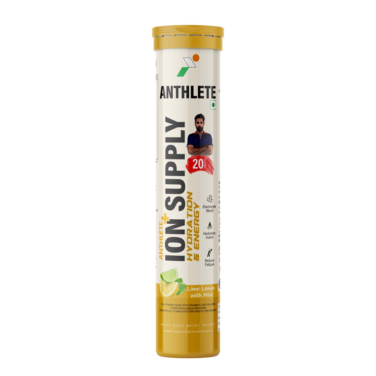 Anthlete Ion+ Electrolyte Tablets | Lime Lemon with Mint Flavor | 20 Effervescent Tablets