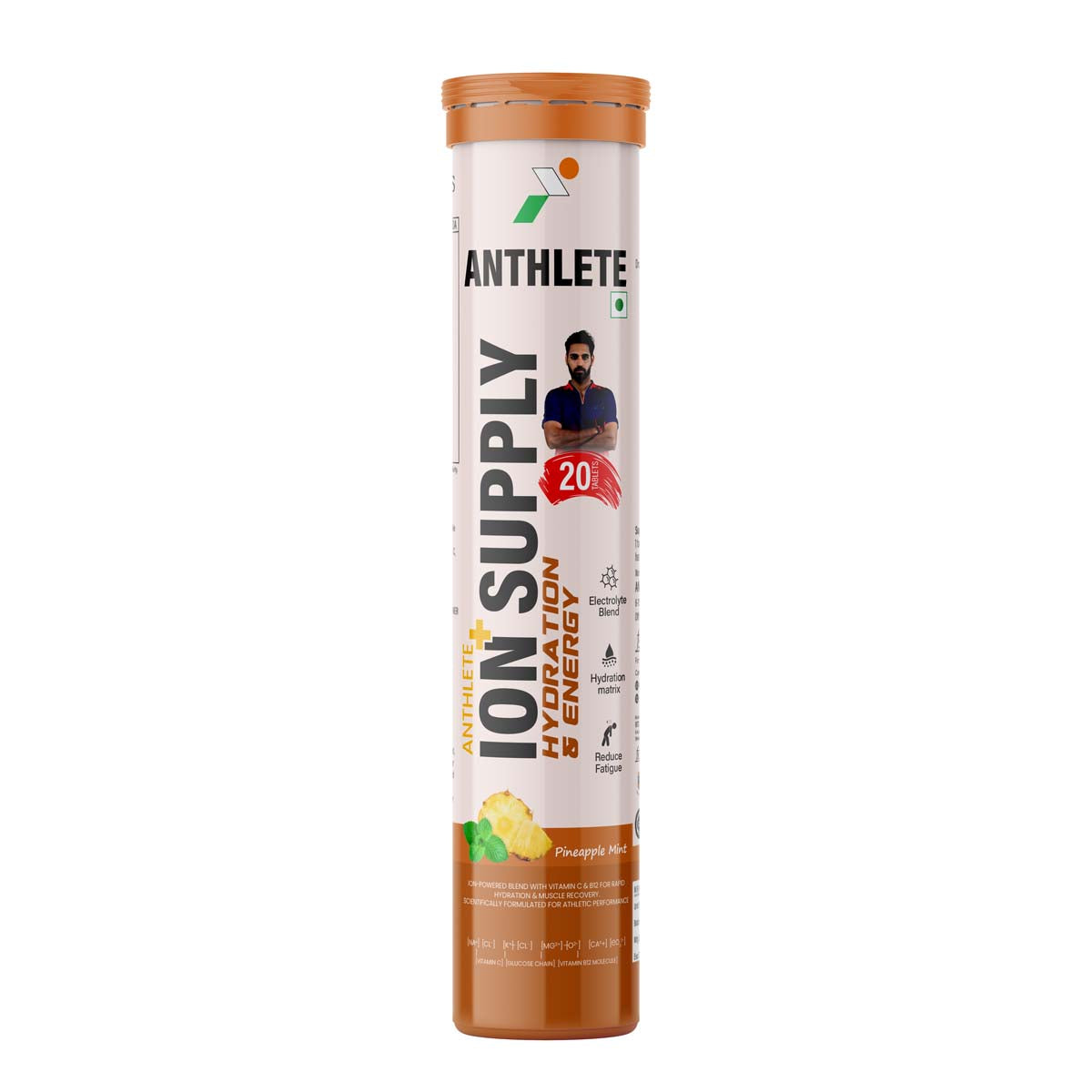 Anthlete Ion+ Electrolyte Tablets | Pineapple Mint Flavor | 20 Effervescent Tablets