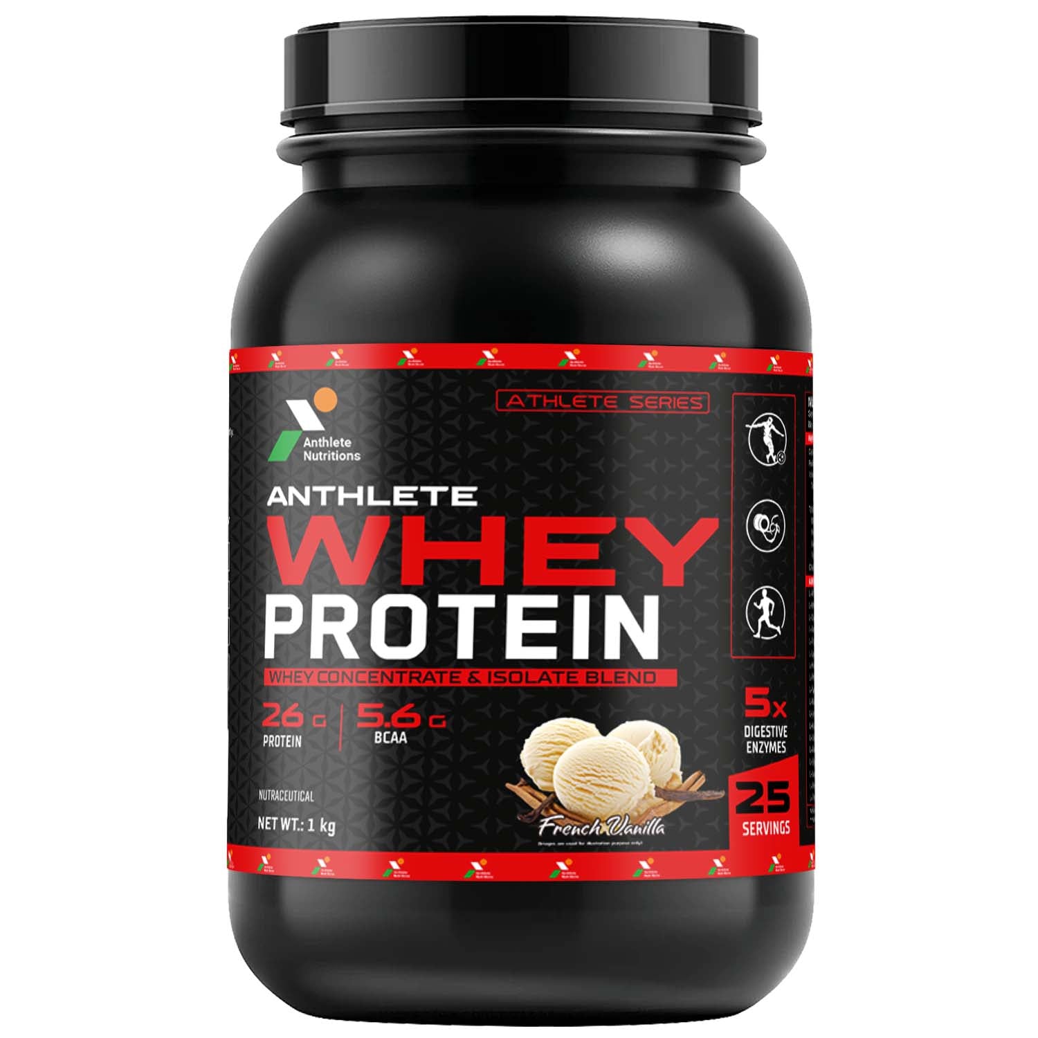 Anthlete Whey Protein Concentrate & Isolate Blend | Belgium Chocolate Flavour | 1 KG