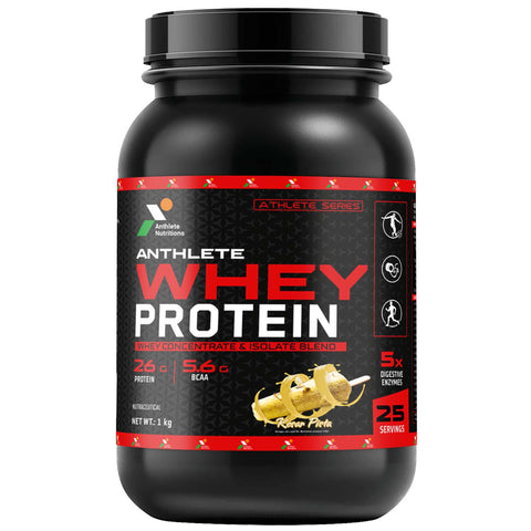 Anthlete Whey Protein Concentrate & Isolate Blend | Belgium Chocolate Flavour | 1 KG