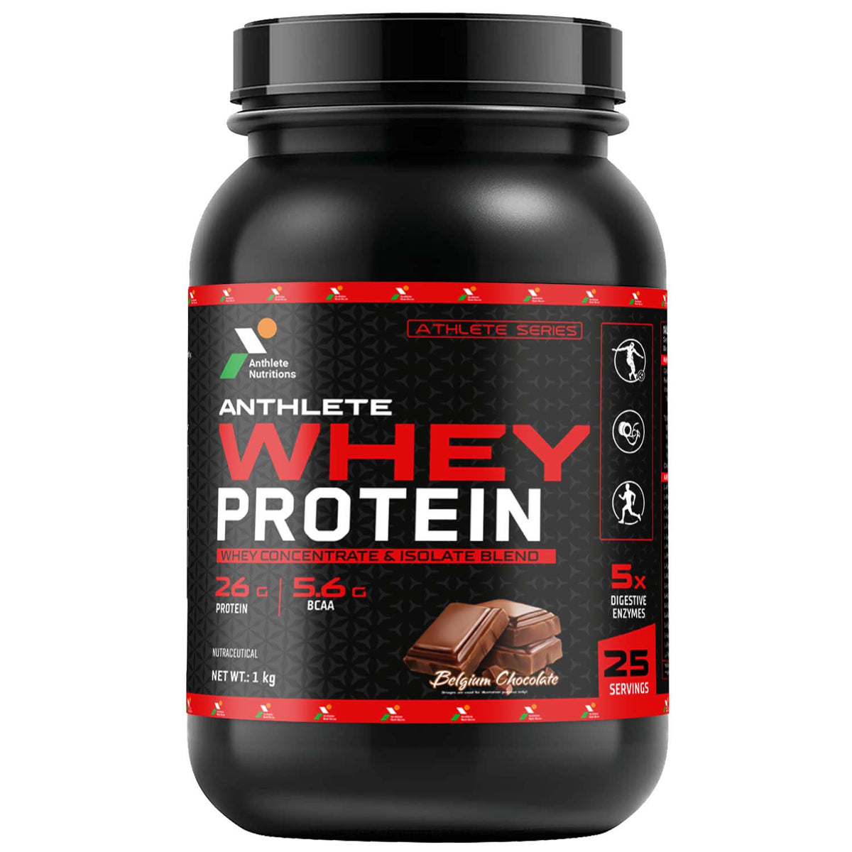 Anthlete Whey Protein Concentrate & Isolate Blend | Belgium Chocolate